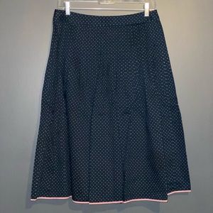 JCrew Navy Skirt w/White Polka Dots & Pink Trim